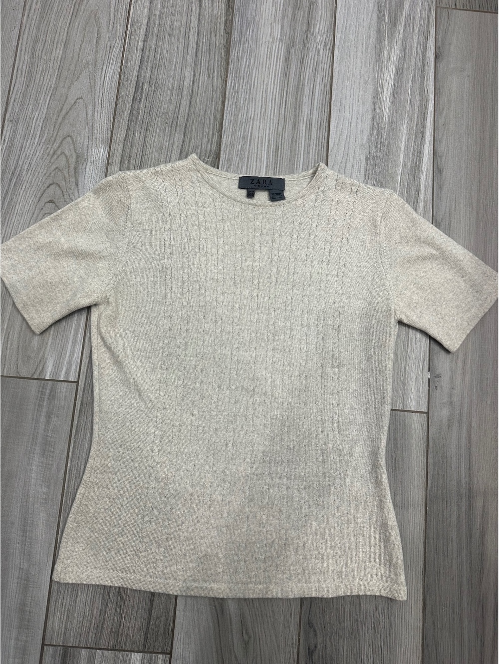 Vintage Y2K Zara Woman 100% Merino Wool Cable Knit Sweater Top